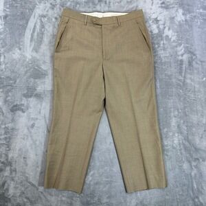 Santorelli Romeo Luxury Serge Wool Dress Pants Men's Size 33x26 Tan
